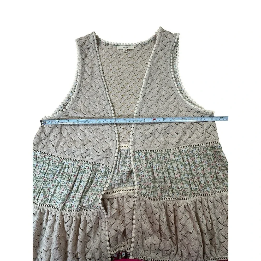Boho Open Floral Panels Vest Women S Mixed Fabric Festival Fairy Forest Indie